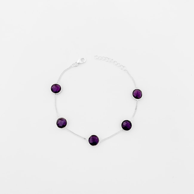 Pulseira de Ametista Redonda - 19cm