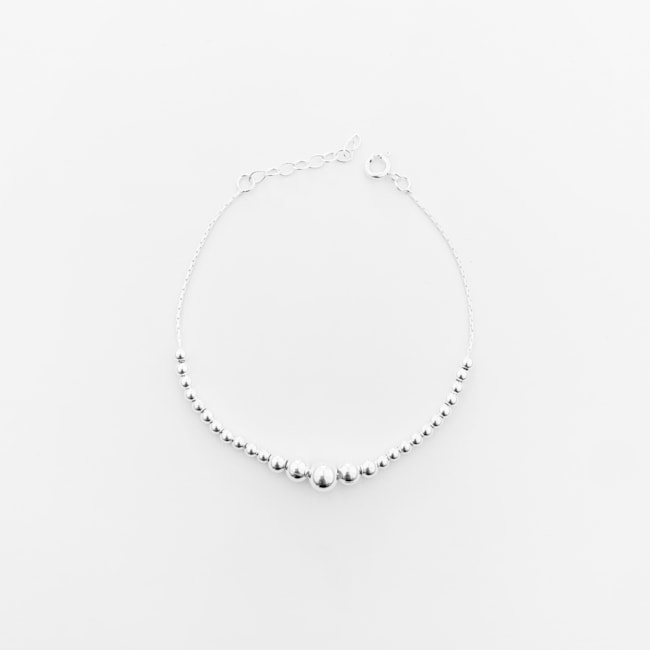 Pulseira de Bolinhas com 5 Bolinhas Maiores ao Centro - 17cm