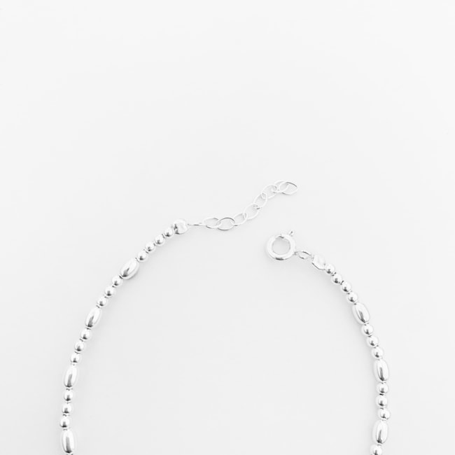 Pulseira de Bolinhas com Elo de Arroz - 17cm