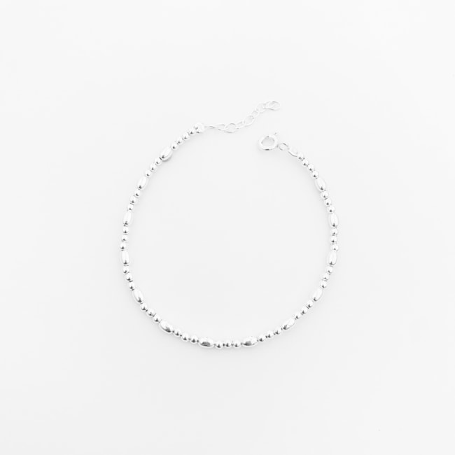 Pulseira de Bolinhas com Elo de Arroz - 17cm