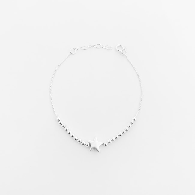Pulseira de Bolinhas com Estrela - 17,5m