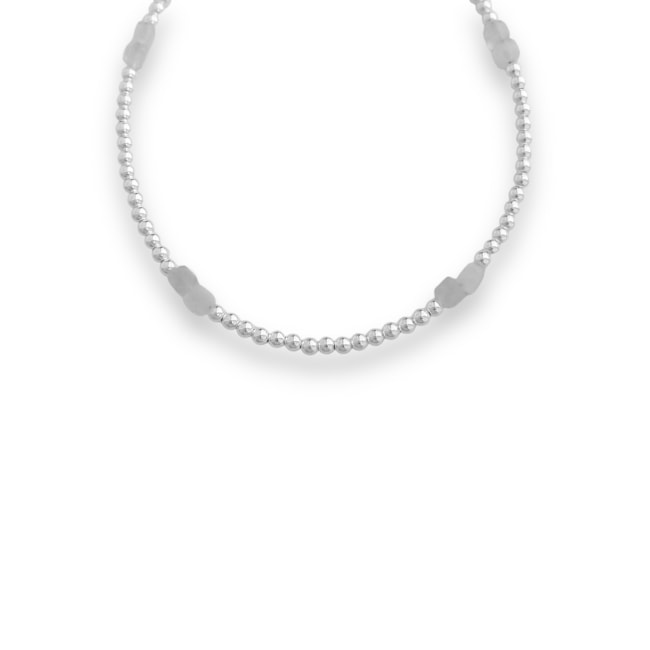Pulseira de Bolinhas com Quartzo Transparente