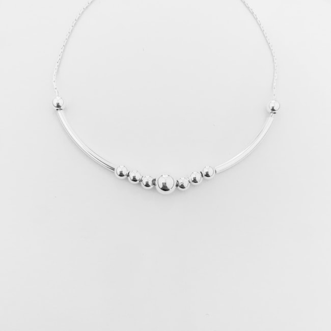 Pulseira de Bolinhas com Tubos – 17cm 