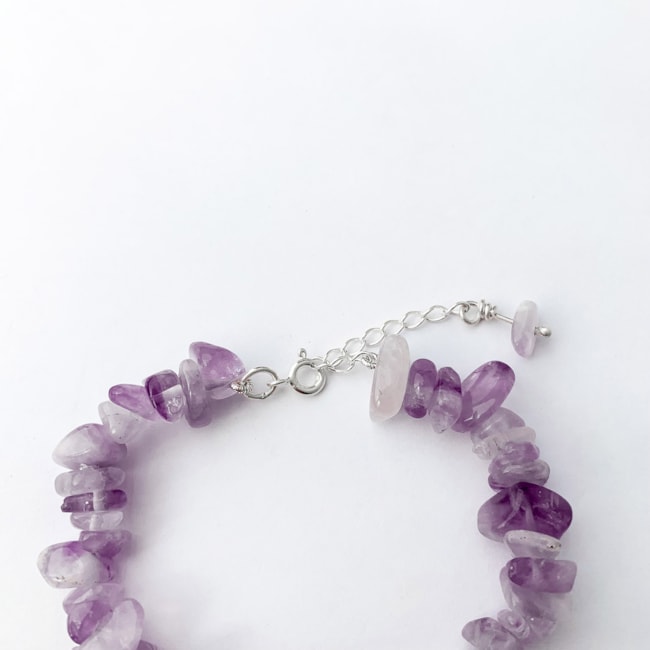 Pulseira de Cascalho Ametista Lavanda