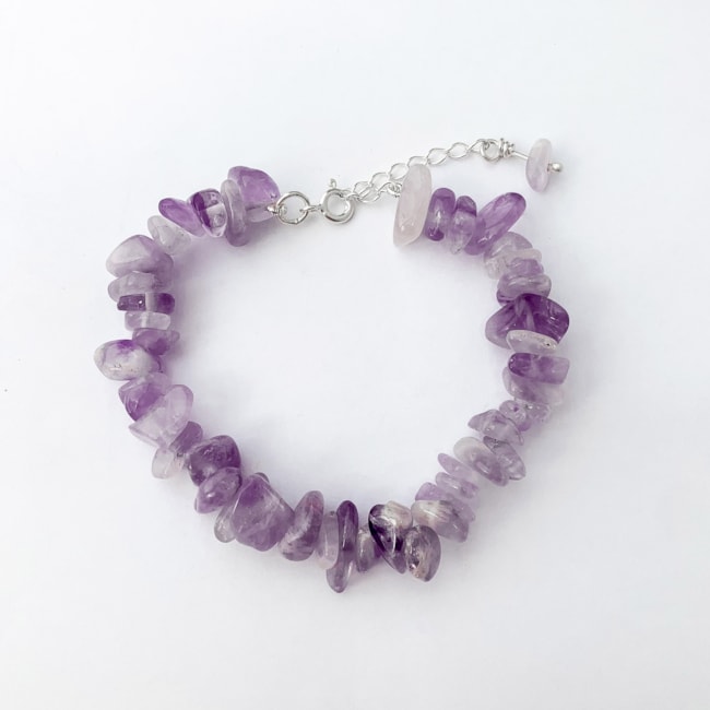 Pulseira de Cascalho Ametista Lavanda