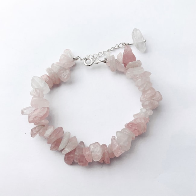 Pulseira de Cascalho Quartzo Rosa