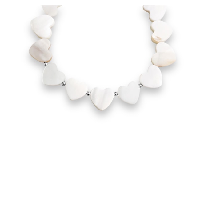 Pulseira de Coração em Madrepérola com Bolinhas - 16cm
