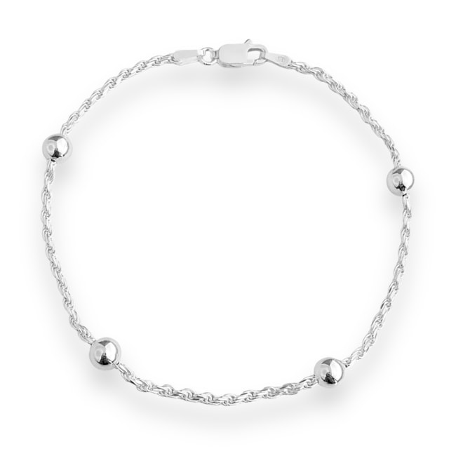 Pulseira de Dois Fios Trançada com Bolinhas - 19cm