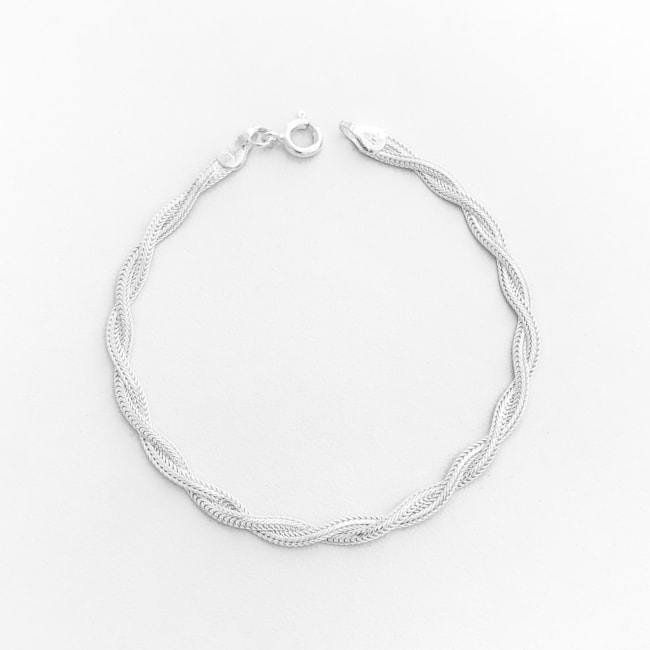 Pulseira de Dois Fios Trançado - 18,5cm