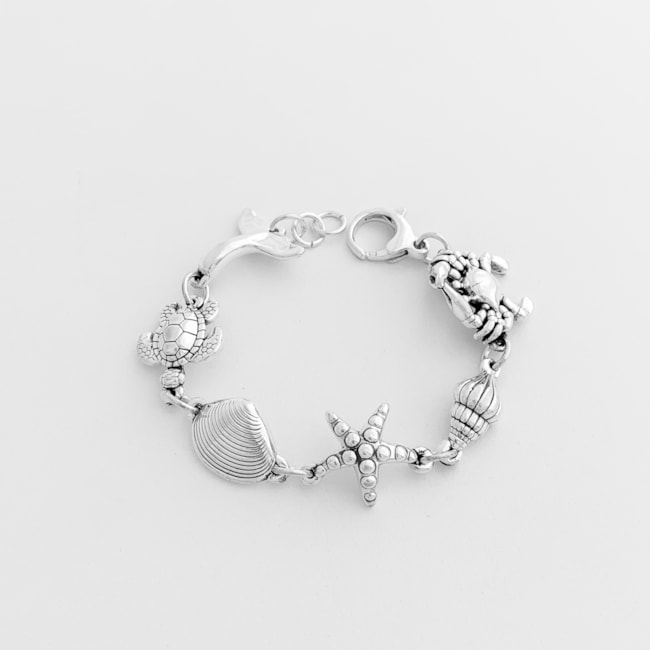 Pulseira de Eletroformação com Elementos Marinhos - 18cm