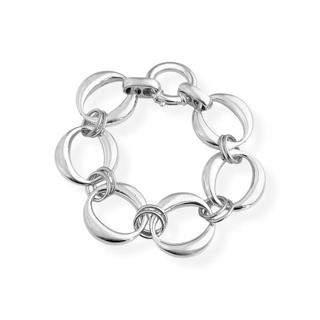 Pulseira de Eletroformação com Elos Redondos de Fecho Boia - 21cm