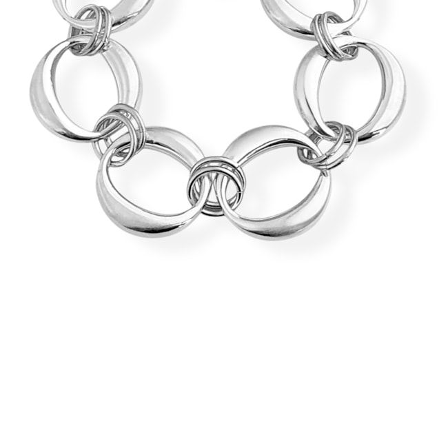 Pulseira de Eletroformação com Elos Redondos de Fecho Boia - 21cm