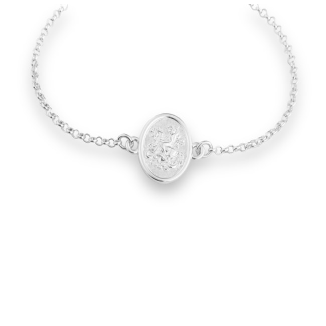 Pulseira de Elo Português com Pingente de São Jorge