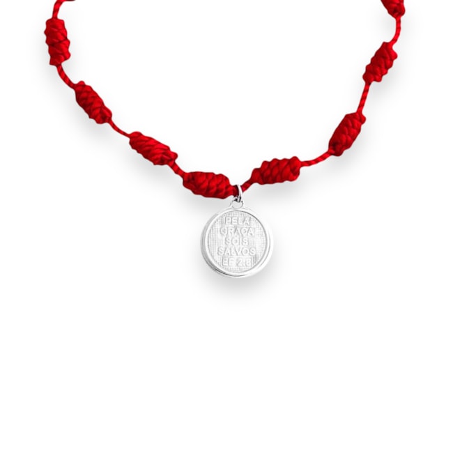 Pulseira De Fio Cordone Vermelho com Pingente de Nossa Senhora do Carmo