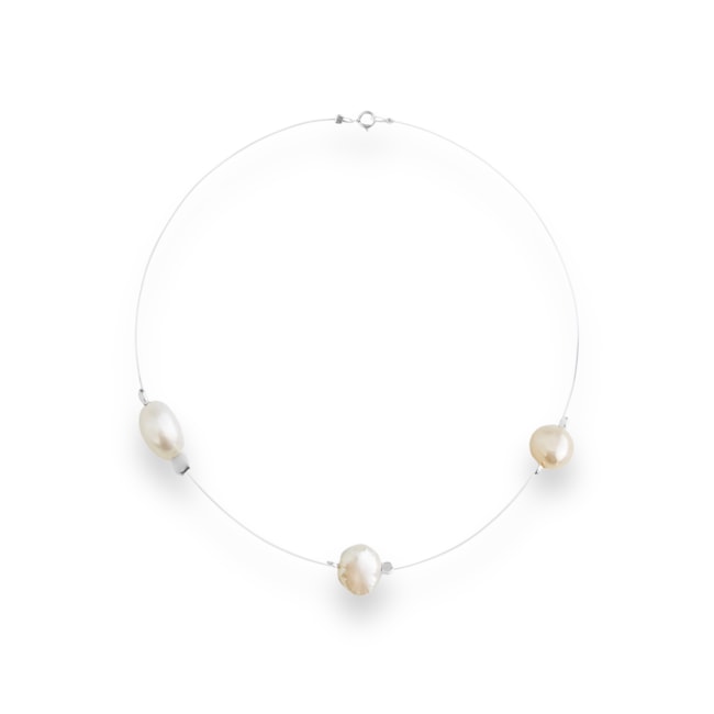 Pulseira de Fio de Nylon com Pérola Pão - 16cm