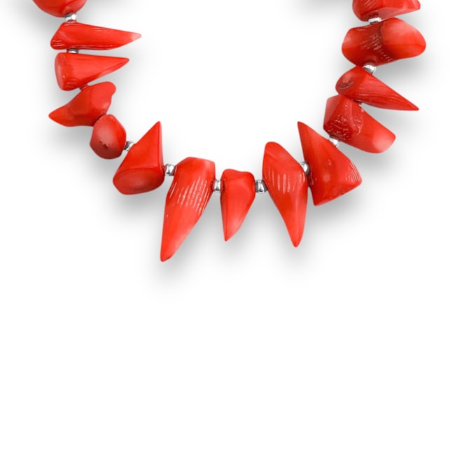 Pulseira de Jaspe Coral com Extensor de Coração - 16cm 