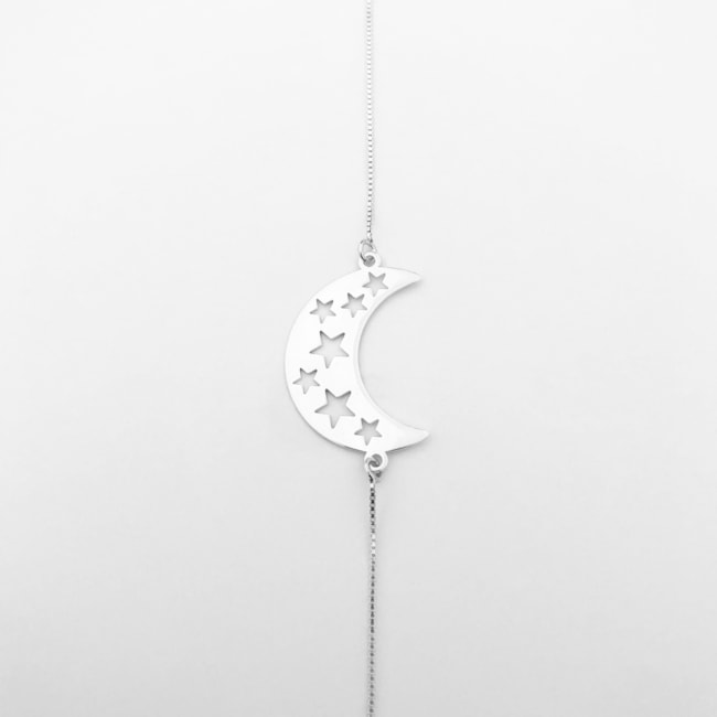 Pulseira de Lua com Estrelas Vazadas 