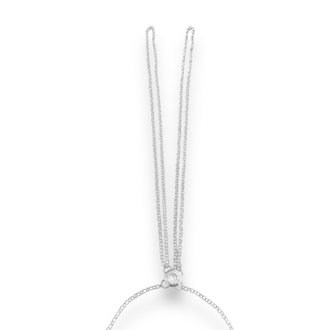 Pulseira de Mão com Ponto de Luz em Zircônia Redonda 