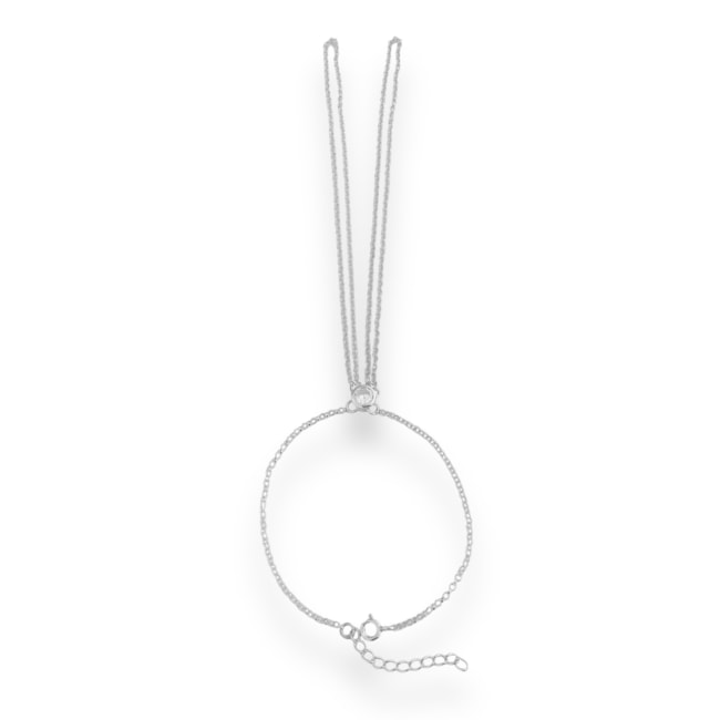Pulseira de Mão com Ponto de Luz em Zircônia Redonda 