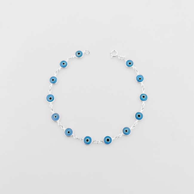 Pulseira de Olho Grego Azul Claro - 19,5cm