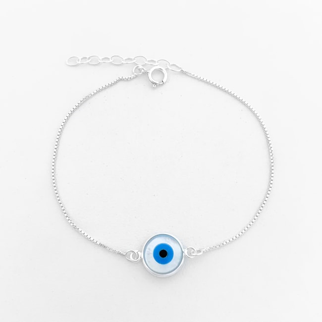 Pulseira de Olho Grego em Madrepérola - 17cm