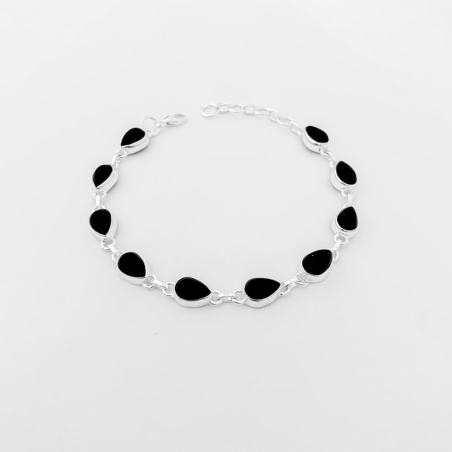 Pulseira de Ônix em Gota - 18cm