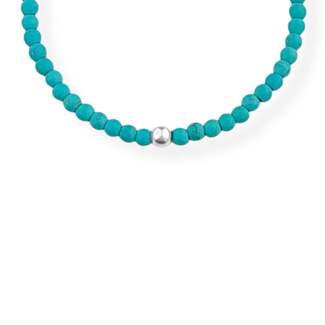 Pulseira de Pedra Howlita Turquesa - 16cm