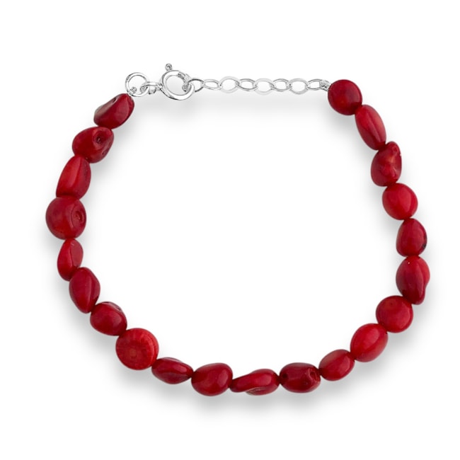 Pulseira de Pedra Jaspe Coral - 17cm