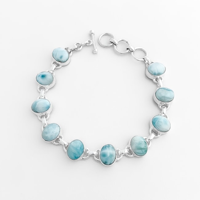 Pulseira de Pedra Larimar - 17cm