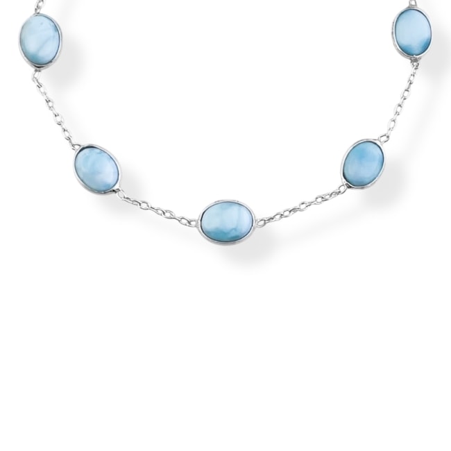 Pulseira de Pedra Larimar Oval - 17cm