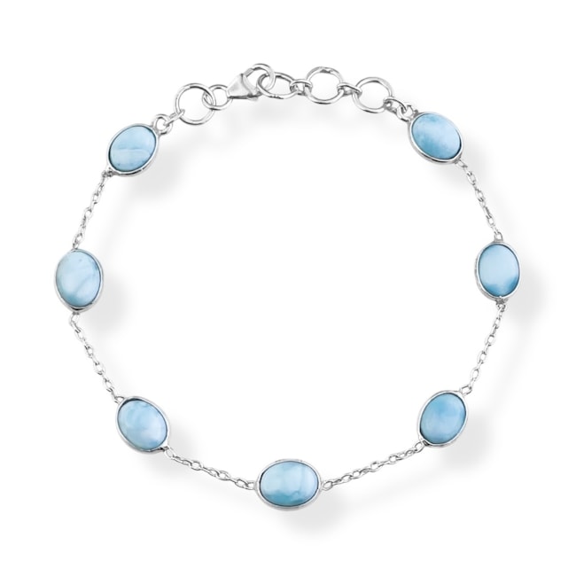 Pulseira de Pedra Larimar Oval - 17cm