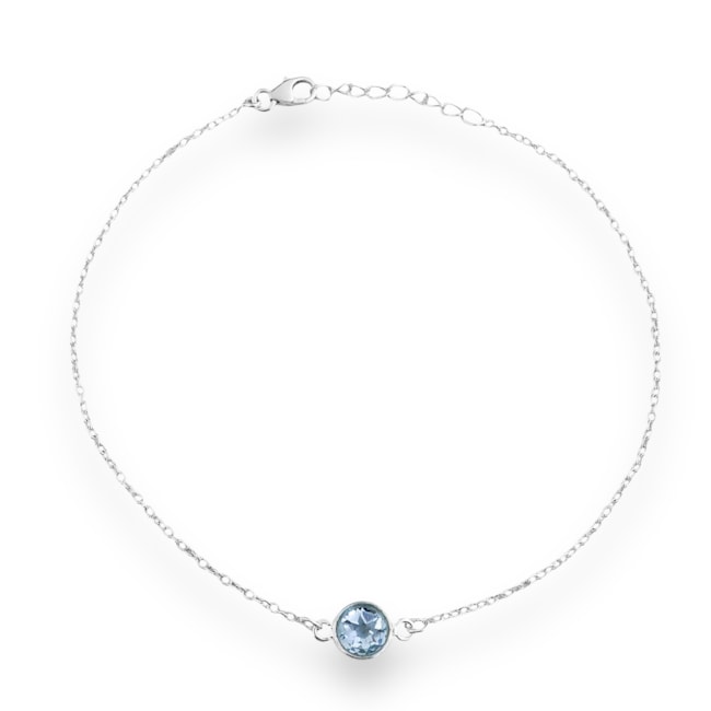 Pulseira de Pedra Redonda Topázio Azul - 16,5cm