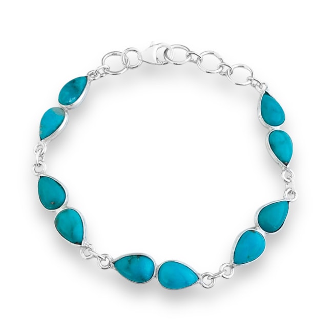 Pulseira de Pedra Turquesa em Gota - 14cm