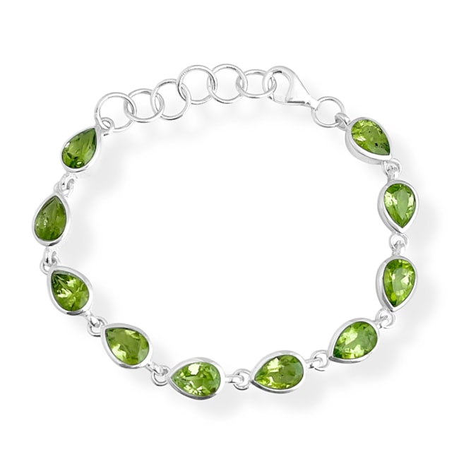 Pulseira de Pedras Citrino Verde em Formato de Gota - 17cm
