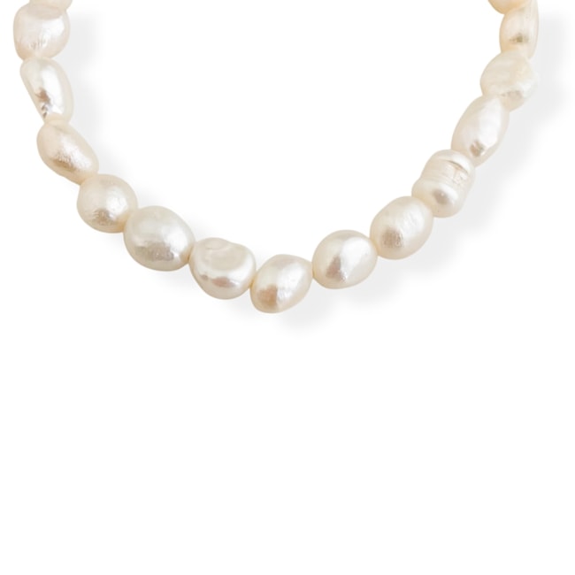 Pulseira de Pérola Arroz amassada  - 16cm