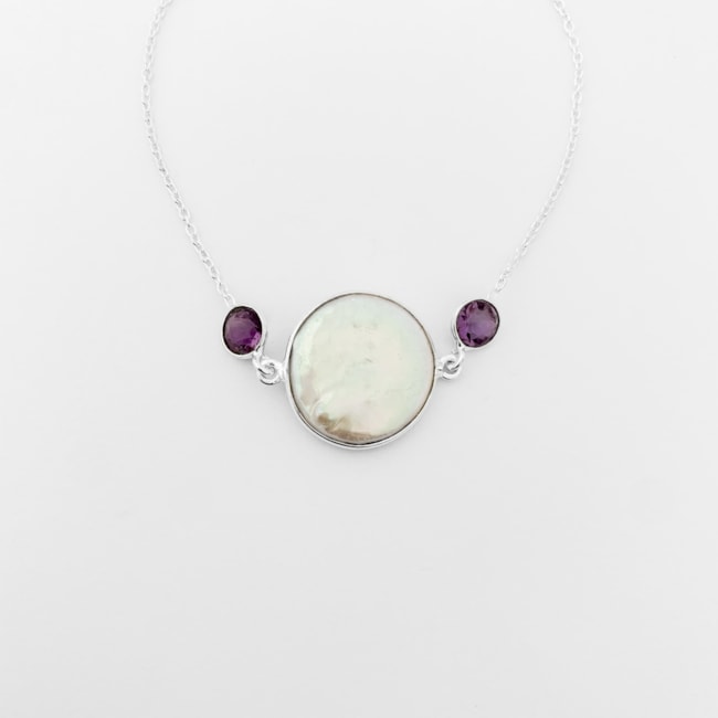 Pulseira de Pérola Barroca com Ametista - 20cm