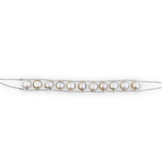 Pulseira de Pérola em Tiras Juntas - 17cm 