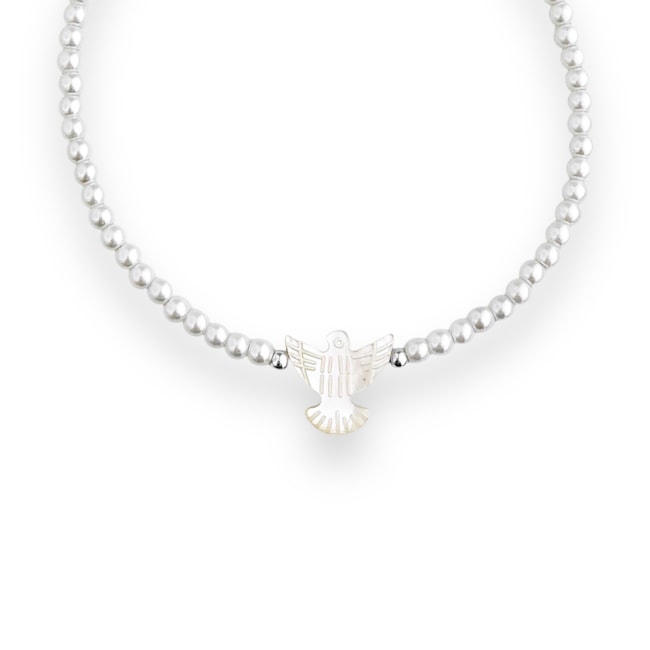 Pulseira De Pérola Murano com Divino Espírito Santo em Madrepérola