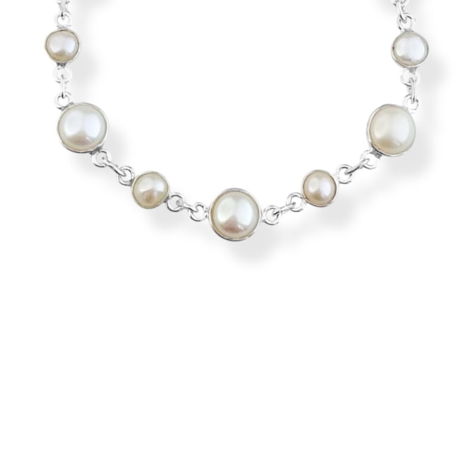 Pulseira de Pérolas Intercaladas Média e Pequena - 17cm