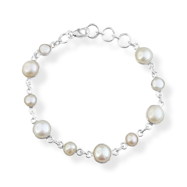 Pulseira de Pérolas Intercaladas Média e Pequena - 17cm