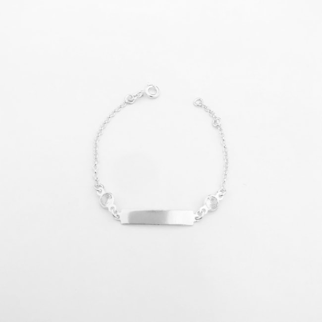 Pulseira de Plaquinha com Zircônias - 15cm