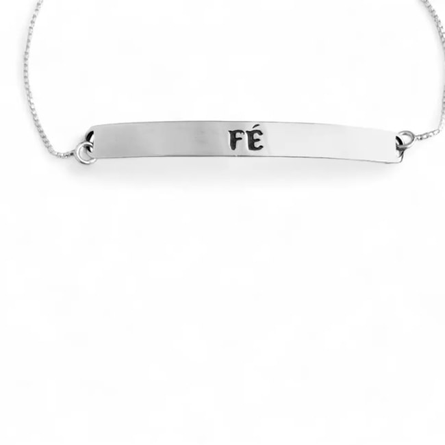 Pulseira de Plaquinha "Fé" - 19cm