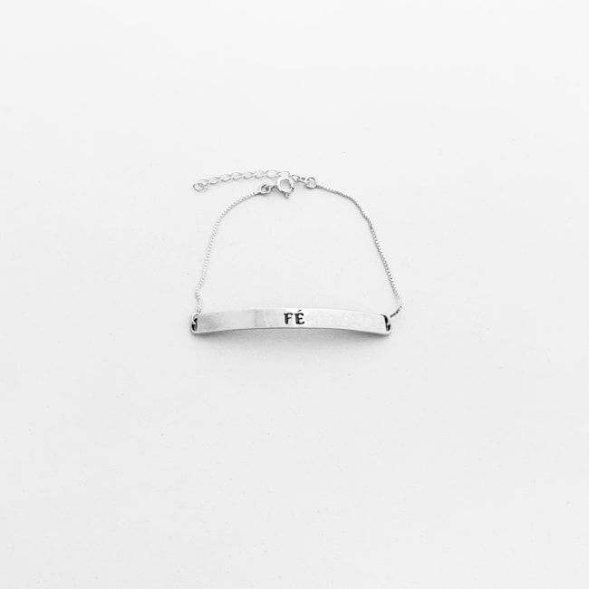 Pulseira de Plaquinha "Fé" - 19cm