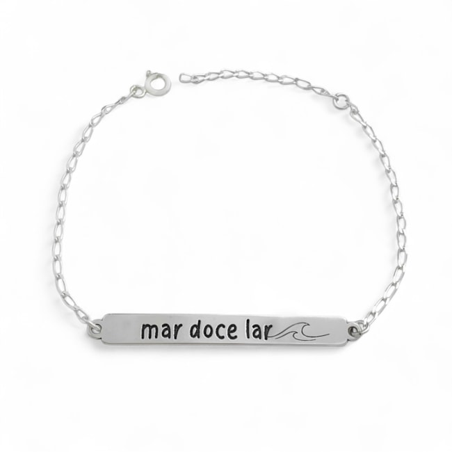Pulseira de Plaquinha Mar Doce Lar - 15cm