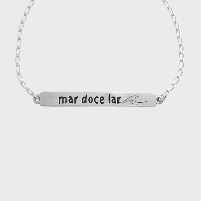 Pulseira de Plaquinha Mar Doce Lar - 15cm