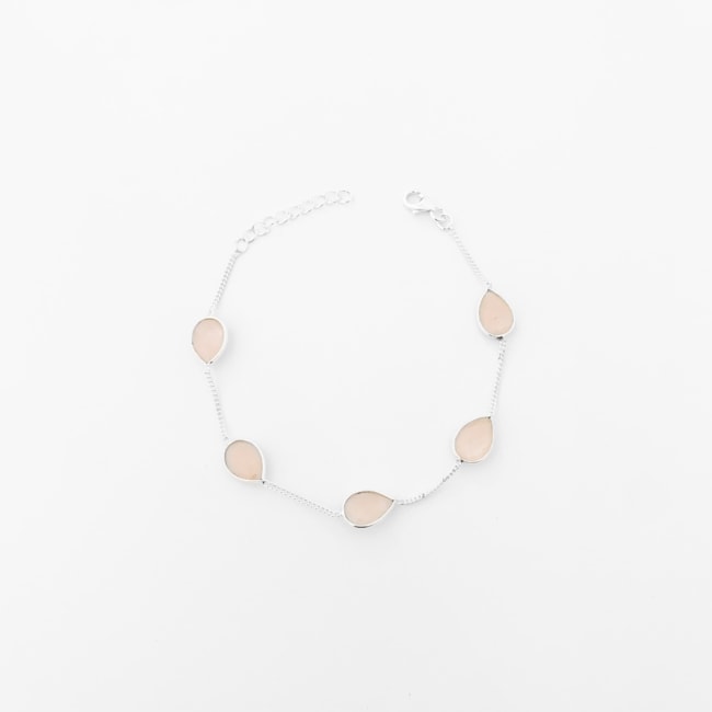 Pulseira de Quartzo Rosa de Gota - 18cm