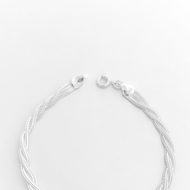 Pulseira de Três Fios Trançado - 18cm