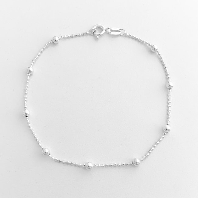 Pulseira Diamantada com Bolinhas - 19cm