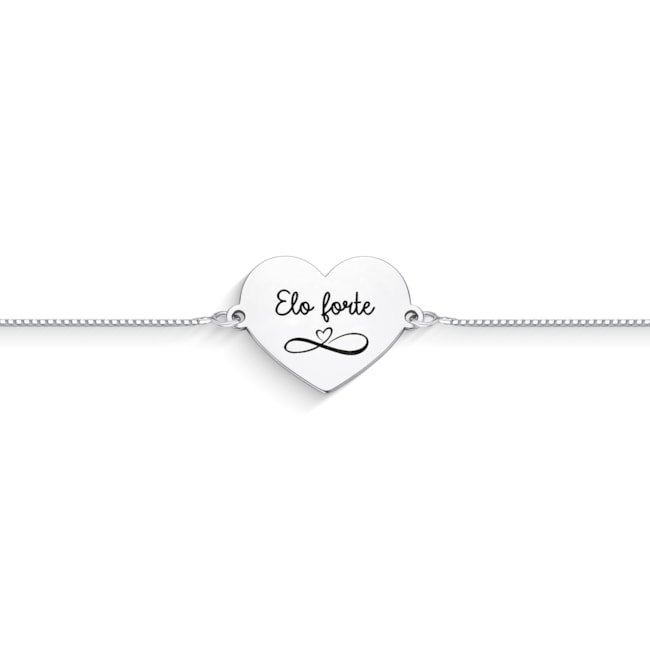 Pulseira "Elo Forte" com Pingente de Coração - 16cm