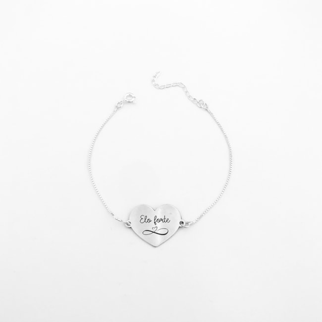 Pulseira "Elo Forte" com Pingente de Coração - 16cm
